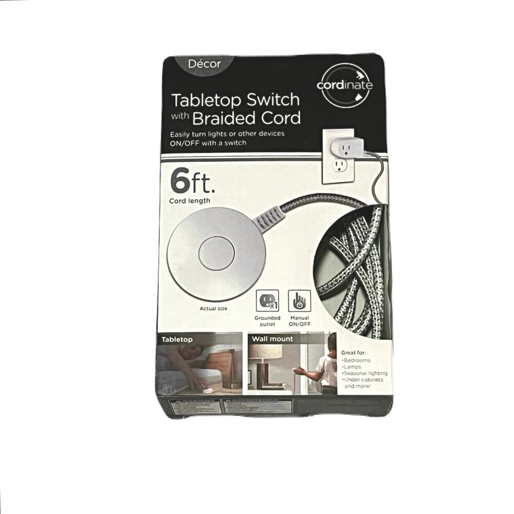 Jasco 6-ft 16 / 3 3 Prong White/Gray Indoor SPT2-B Light Duty Foot Switch